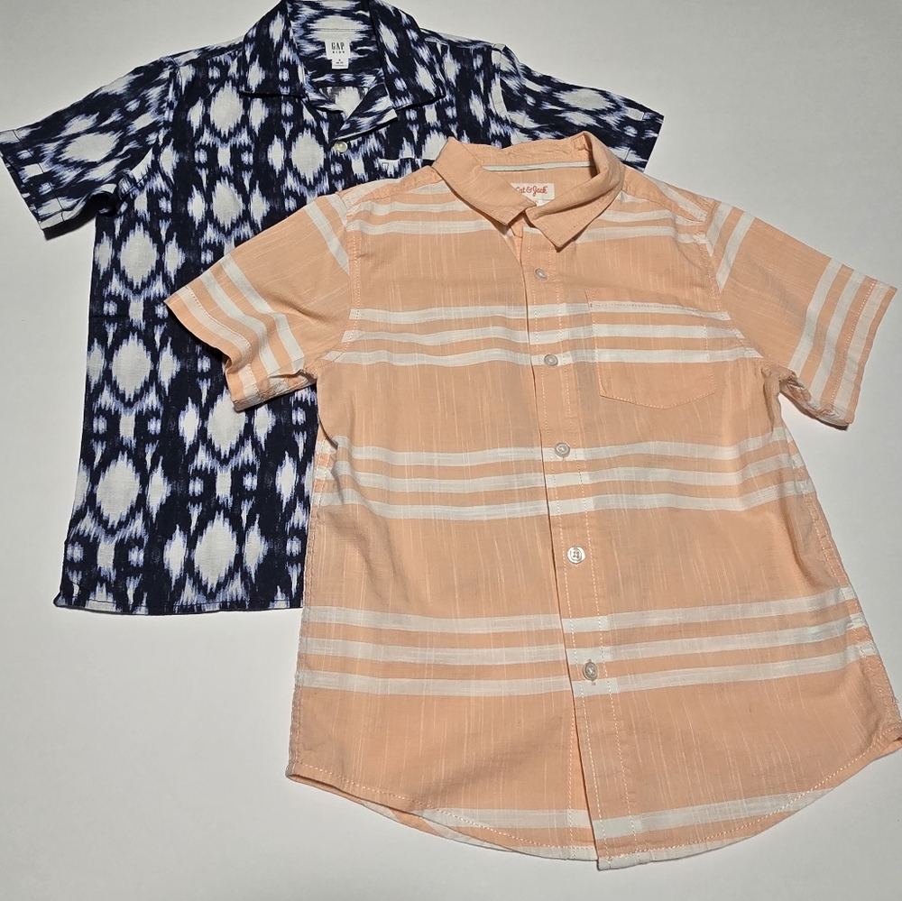 GAP And Cat & Jack Youth Boys' S (6/7)  Button-Down Short-Sleeve Shirts Bundle